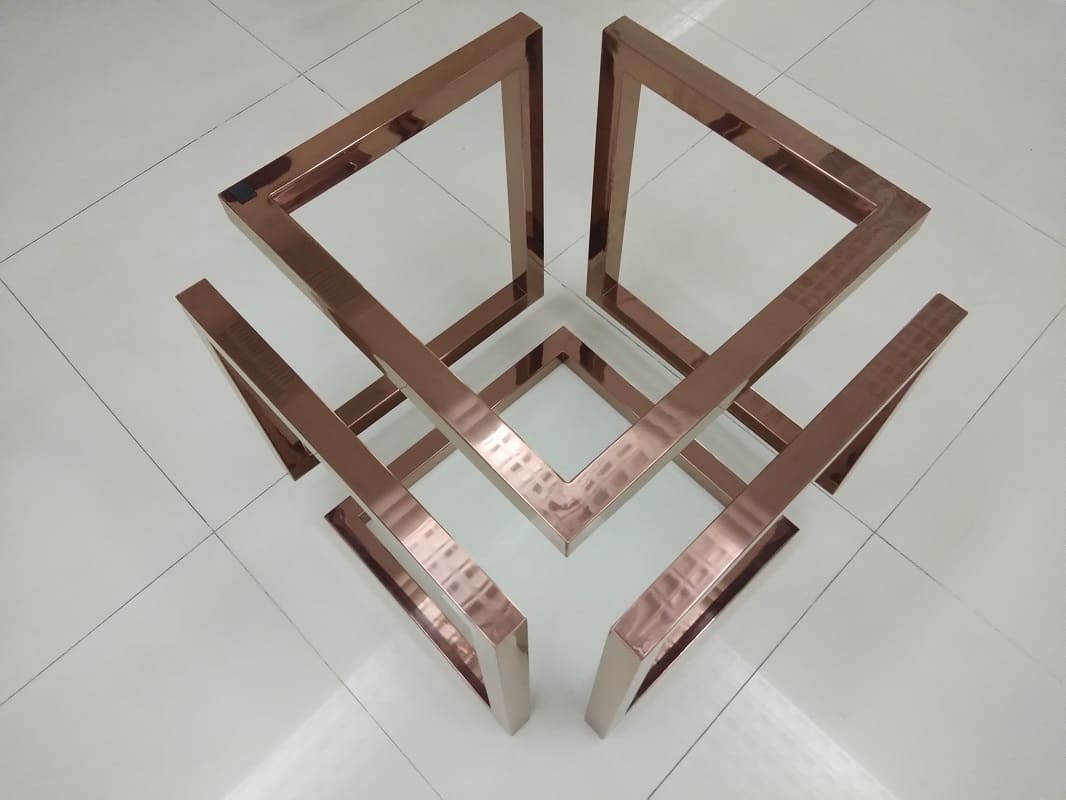 6 table legs from rectangular tubes with tirose gold